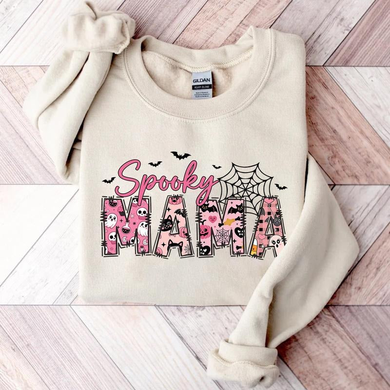 Spooky Mama Shirt - Cute Halloween T-Shirt for Moms, Fall Mama Sweatshirt, Spooky Season Shirt Hoodie | HypeDripTees.com