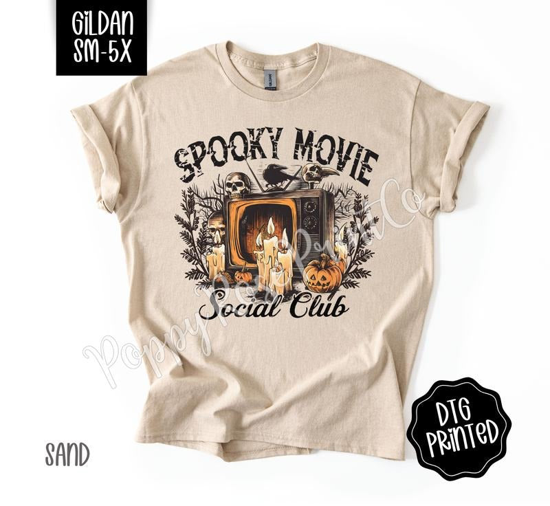 Spooky Movie Social Club Shirt Gildan, Cute Halloween Tee Hoodie, Sweatshirt | HypeDripTees.com