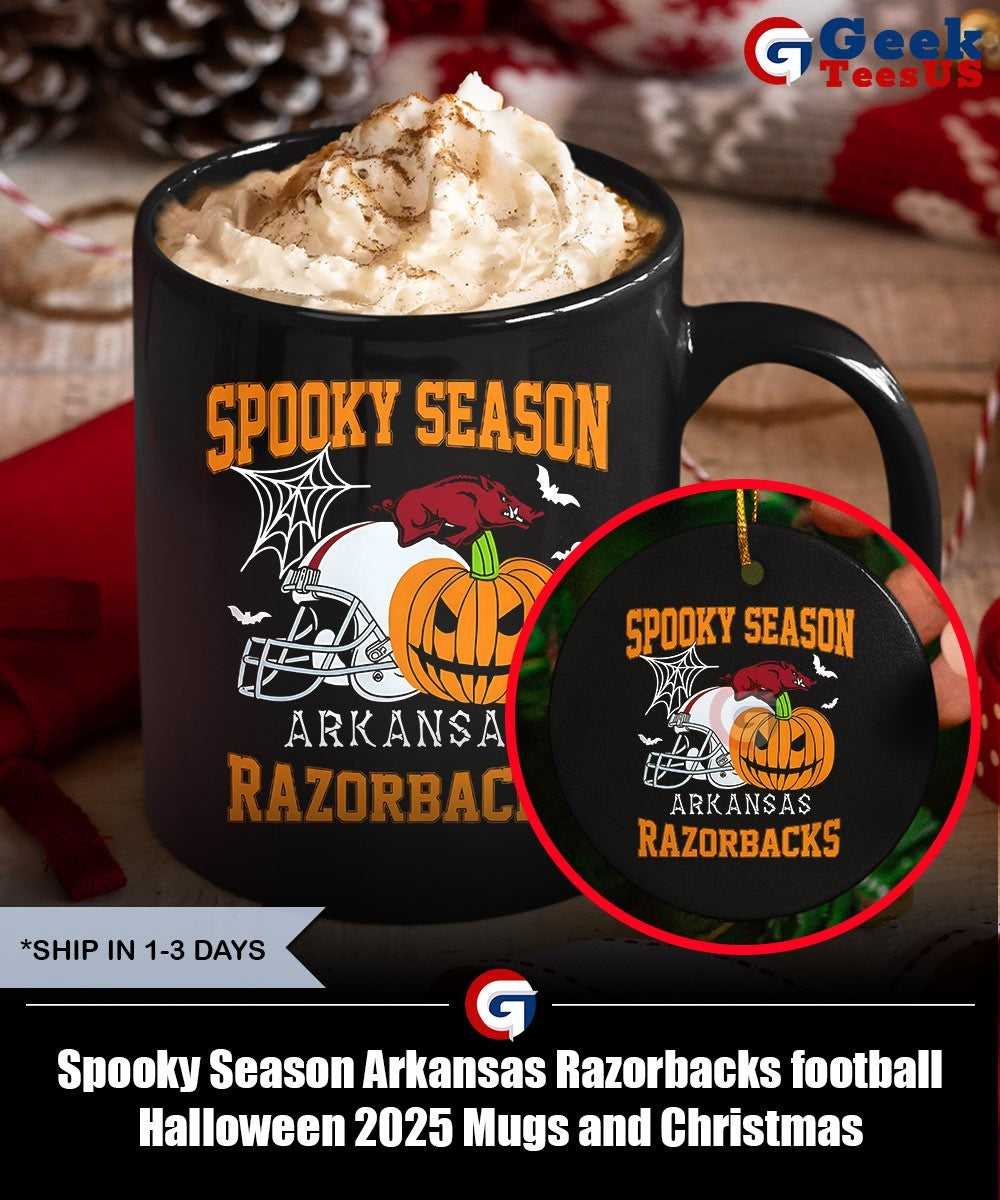 Spooky Season Arkansas Razorbacks football Halloween 2025 shirt