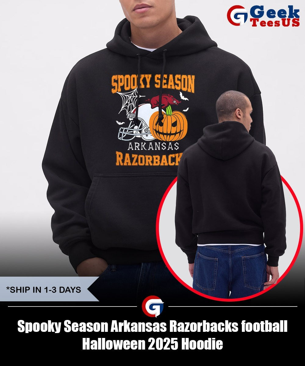 Spooky Season Arkansas Razorbacks football Halloween 2025 shirt
