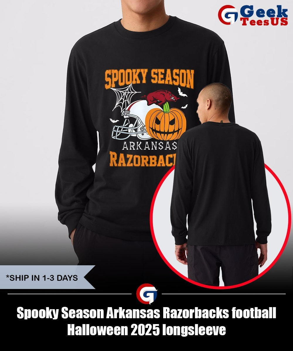 Spooky Season Arkansas Razorbacks football Halloween 2025 shirt