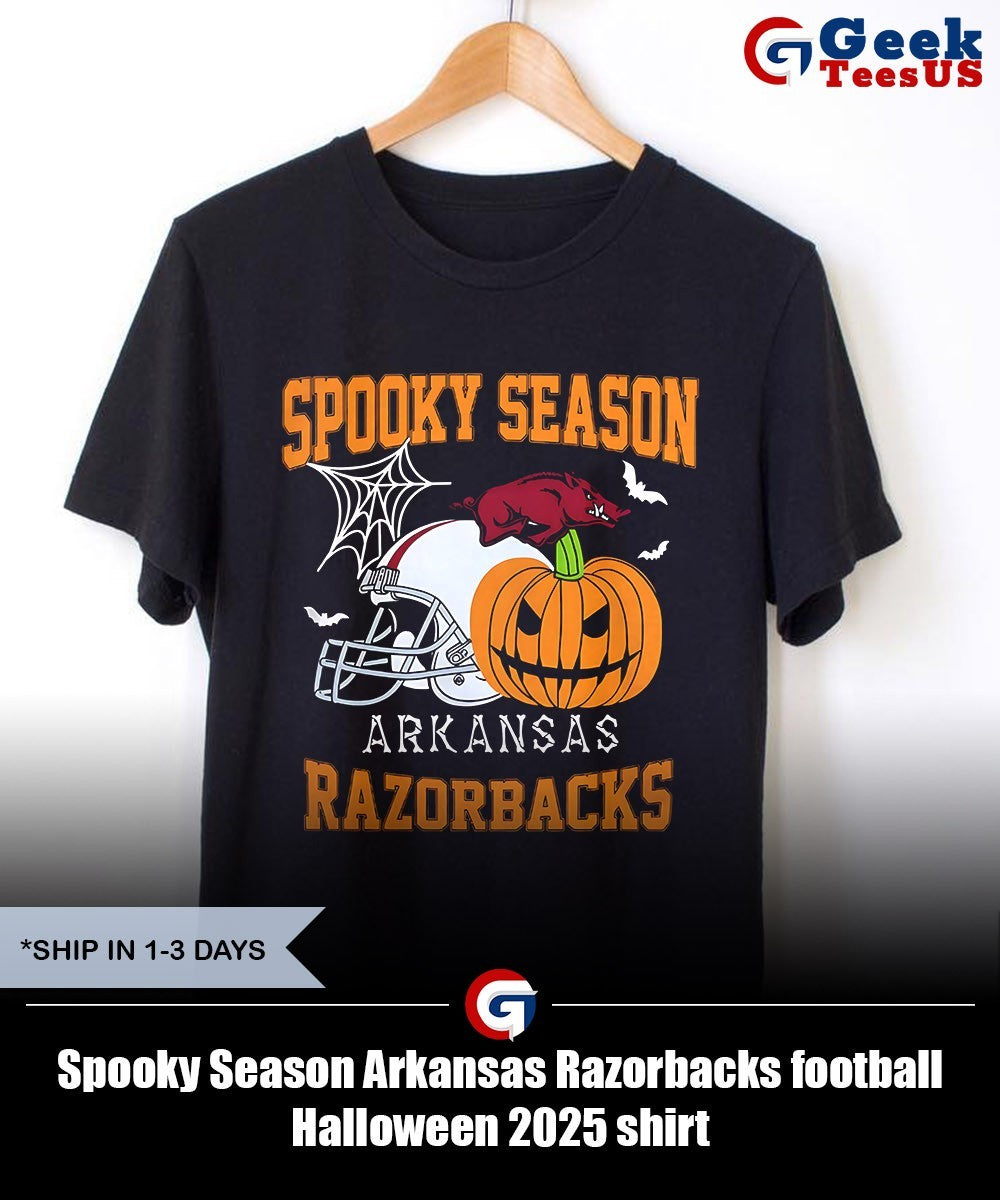 Spooky Season Arkansas Razorbacks football Halloween 2025 shirt