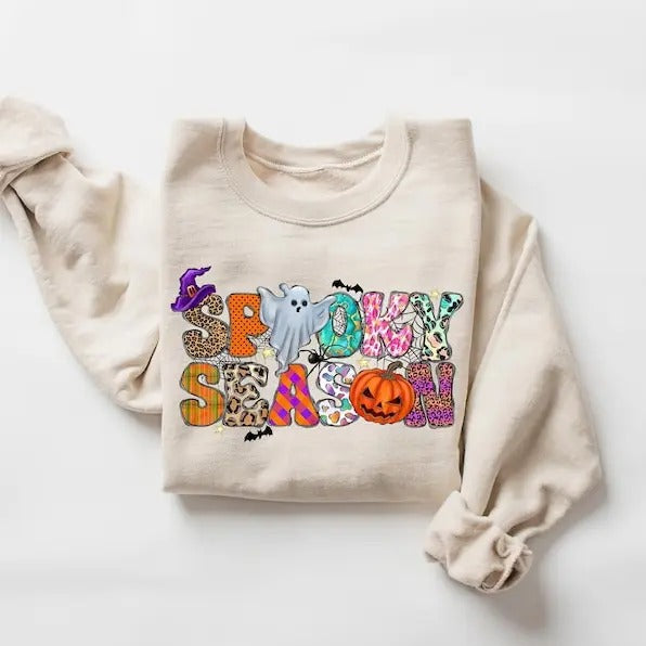 Spooky Season Ghost Sweatshirt, Ghost Sweatshirt, Halloween Favorite, Cute Ghost Sweatshirt, Halloween Gift, Spooky...