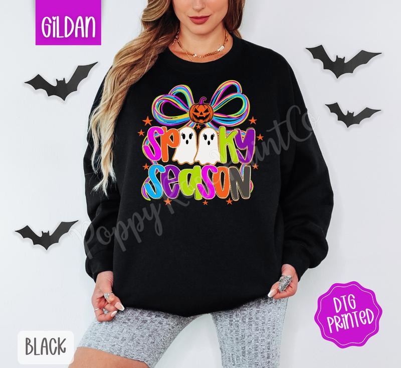 Spooky Season Sweatshirt, Trendy Women's Halloween Crewneck T-Shirts, Hoodie | HypeDripTees.com