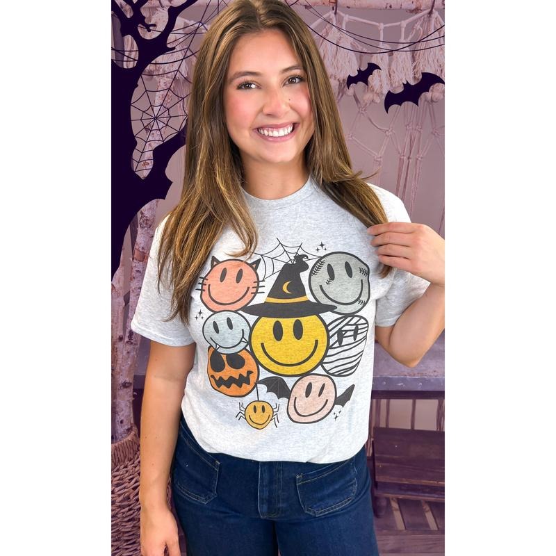 Spooky Smiley Halloween Graphic T-Shirt Hoodie, Sweatshirt | HypeDripTees.com