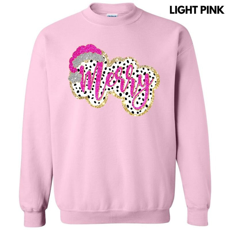 Spotted Faux Glitter MERRY Sweatshirt 'NLB' T-Shirts, Hoodie | HypeDripTees.com