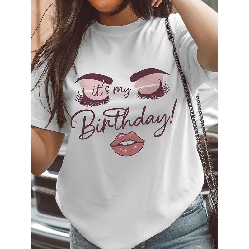 Spring Summer Trendy Women'S Wear, Attractive and Comfortable White Washable T-Shirt, Letter Pattern Print Round Neck...