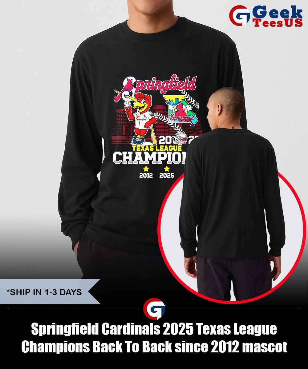 Springfield Cardinals 2025 Texas League Champions Back To Back since 2012 mascot shirt