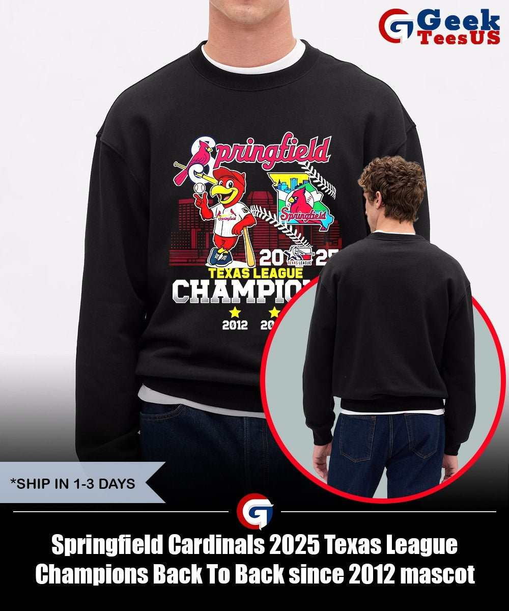 Springfield Cardinals 2025 Texas League Champions Back To Back since 2012 mascot shirt