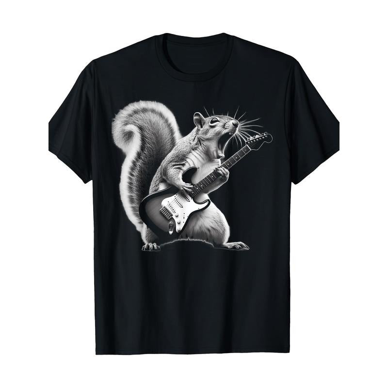 Squirrel Playing Guitar Rock And Roll T-Shirt For Men, Women Made in USA Hoodie, Sweatshirt | HypeDripTees.com