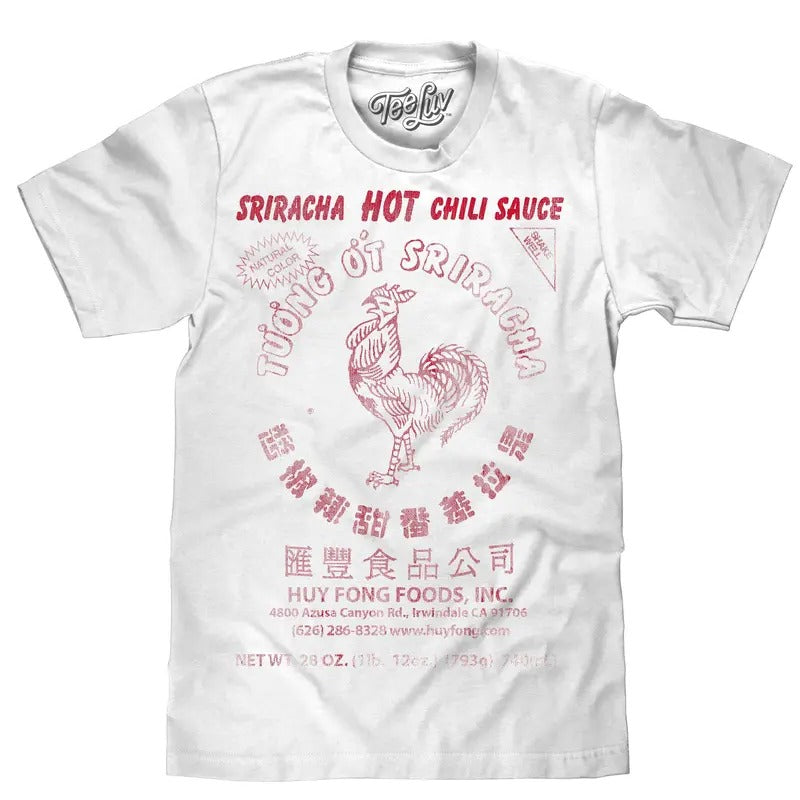 Sriracha Label T-Shirt - White Hoodie, Sweatshirt | HypeDripTees.com