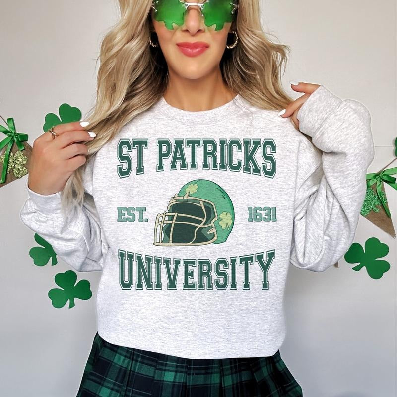 St Patrick's University St Patty's Day Lucky  Shamrock Football sweatshirt T-Shirts, Hoodie | HypeDripTees.com