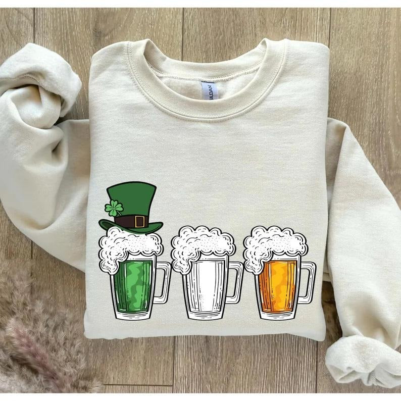 St Patricks Day Beer Shirt, St Patricks Day Drinking Shirt, Irish Flag Beer Sweatshirt, Saint Patricks Day Beer Glasses,...