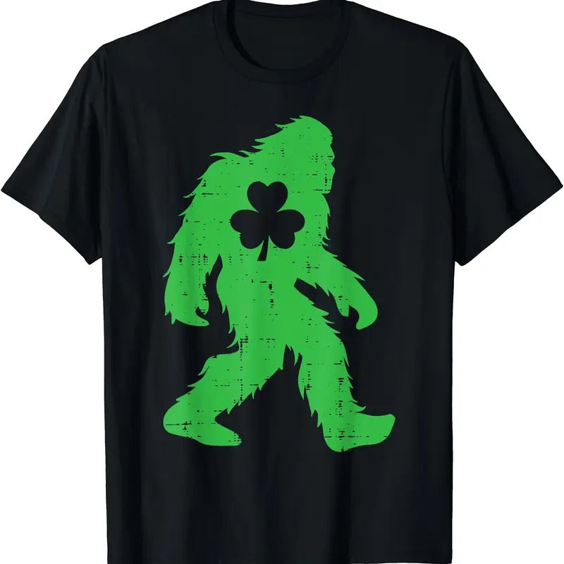 St Patricks Day Bigfoot Sasquatch Shamrock Men Women T-Shirt | Unisex Cotton Tee, Short Sleeve, Crewneck, Size S-5XL...