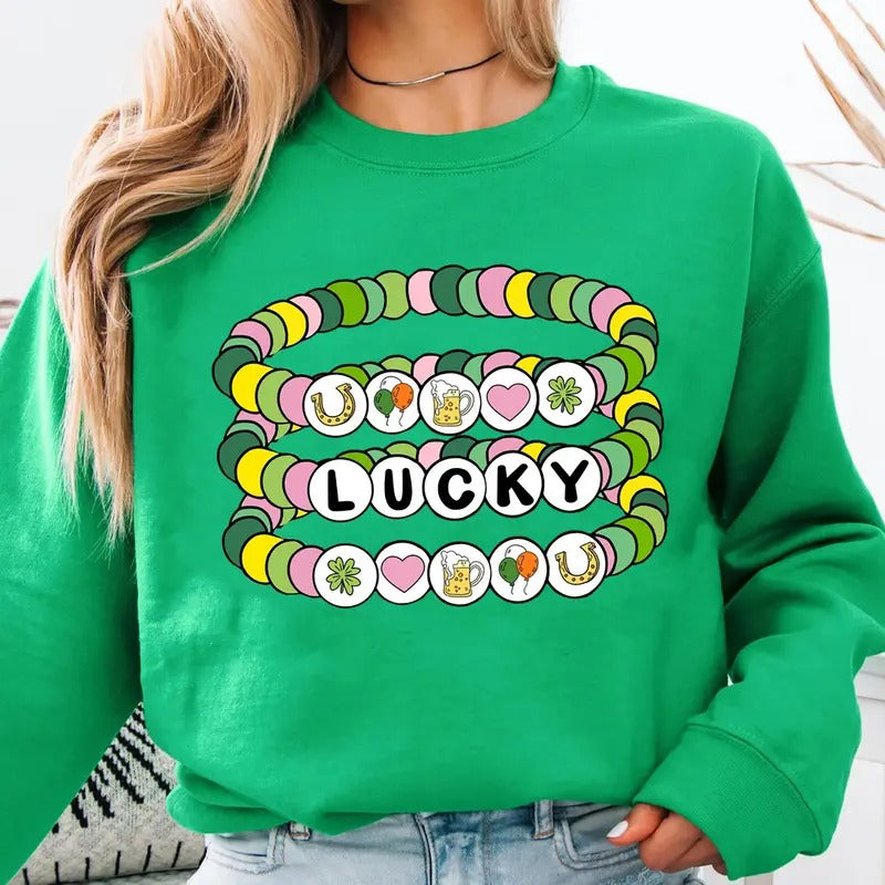 St Patricks Day Friendship Bracelet Sweatshirt, St Patrick's Day T-Shirt, Lucky Season Sweater, Irish Shamrock Shirt, St...