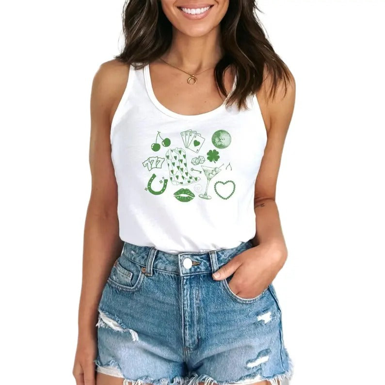 St Patricks Day Shirt, St Pattys Tank Top, Lucky Shirt, St Paddys Drinking Tank, Saint Patrick's Women's Ideal Racerback,...