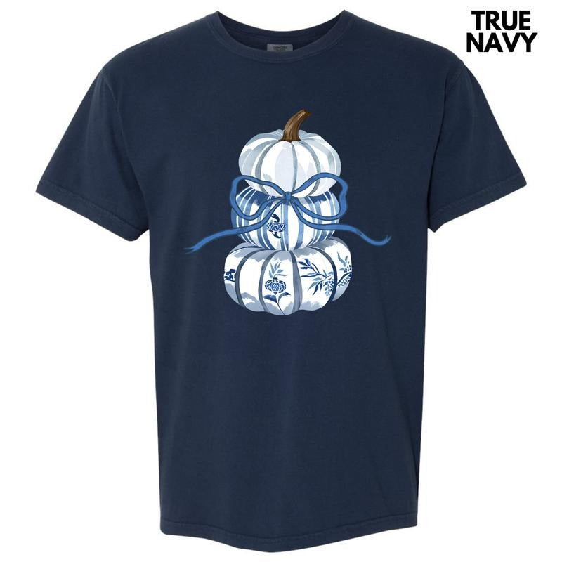 Stacked Blue Pumpkin Trio Comfort Colors T-Shirt 'NLB' Hoodie, Sweatshirt | HypeDripTees.com