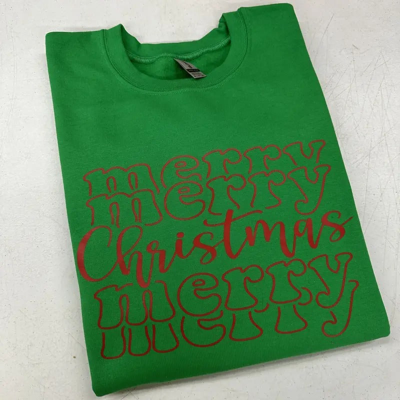 Stacked Merry Christmas Sweatshirt T-Shirts, Hoodie | HypeDripTees.com