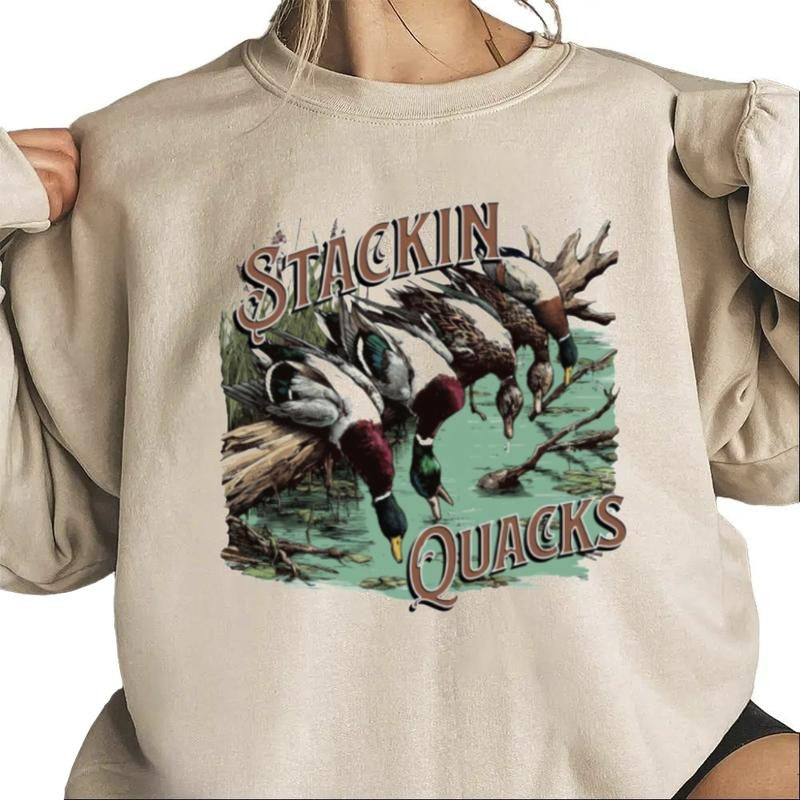 Stackin Quacks Mallard Duck Graphic T-shirt Sweatshirt Hoodie, Hunting Season shirt, Cotton Womenswear Day | HypeDripTees.com