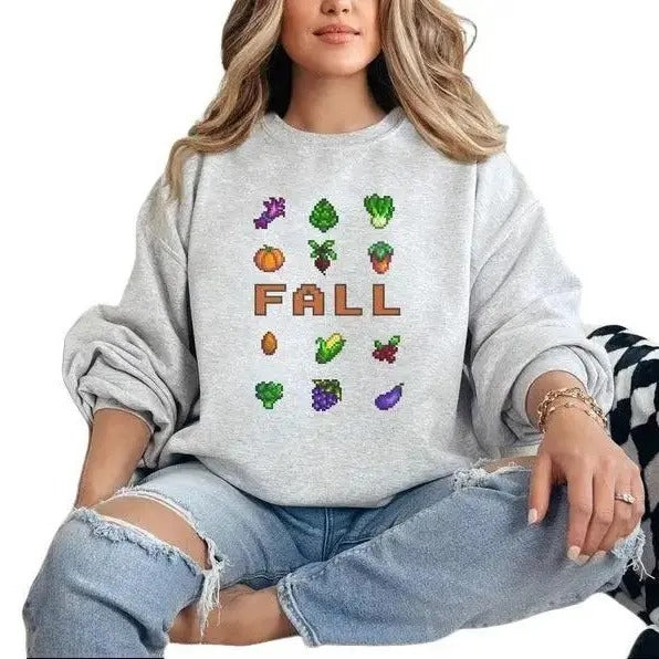 Stardew Valley Fall Crops Sweatshirt, Switch Gamer Pullover Gamer Girl Outfit Twitch Streamer Tee Cotton Fabric...