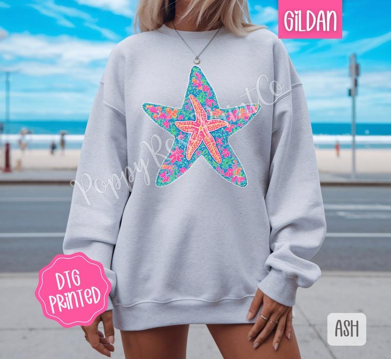 Starfish Sweatshirt, Cute Women's Beach Sweater, Trendy Summer Crewneck, Gift for Her T-Shirts, Hoodie | HypeDripTees.com