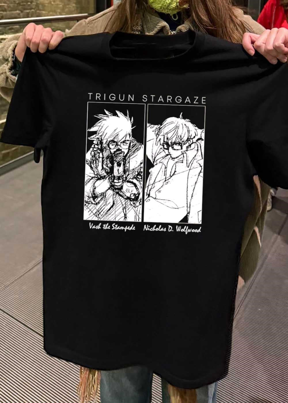 Stargaze Vash the Stampede and Nicholas D. Wolfwood Manga Art T-Shirt