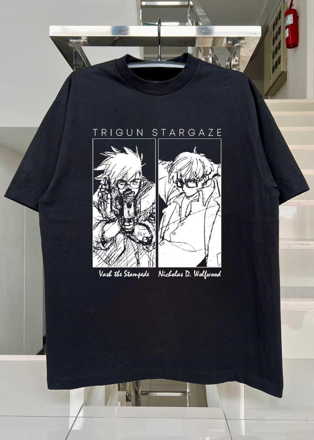 Stargaze Vash the Stampede and Nicholas D. Wolfwood Manga Art T-Shirt