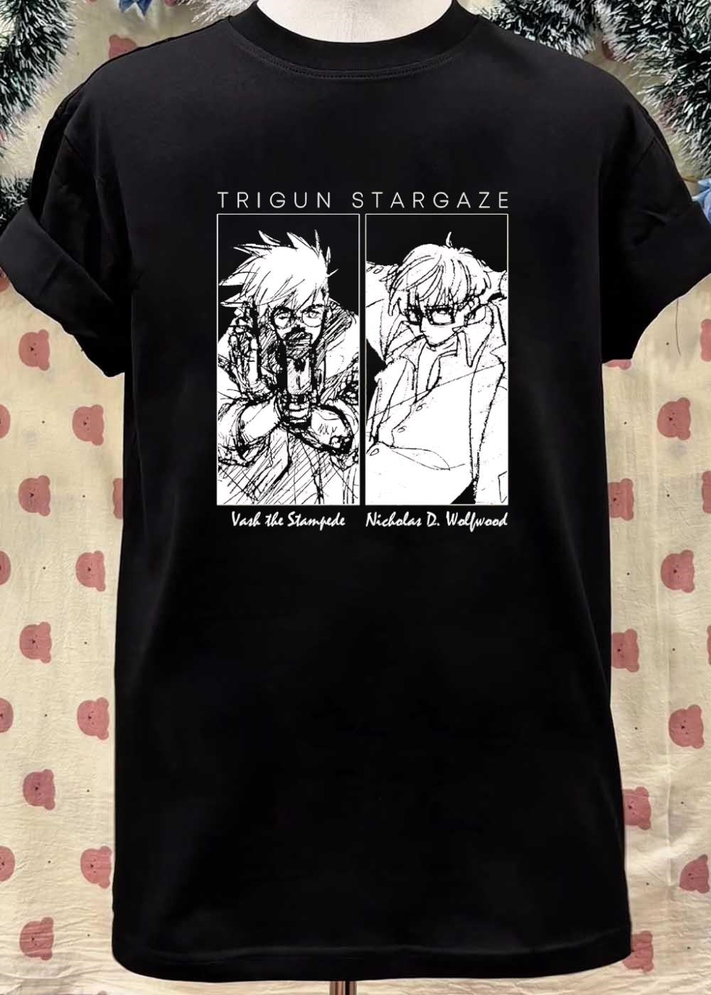 Stargaze Vash the Stampede and Nicholas D. Wolfwood Manga Art T-Shirt