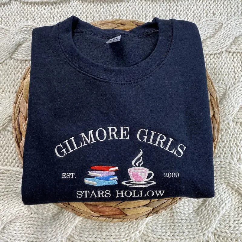 Stars Hallow Embroidered Sweatshirt - Stars Hollow Connecticut Sweatshirt - Fall Embroidered Sweatshirt T-Shirts, Hoodie