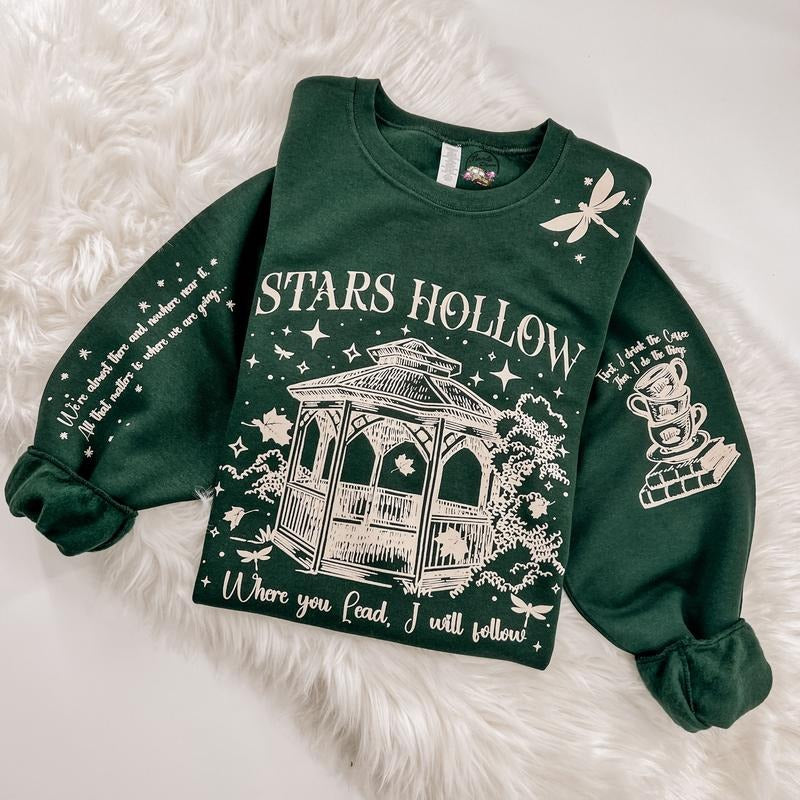 Stars Hallow Sweatshirt or Hoodie with sleeve prints Womenswear  Comfy Tops Sweaters T-Shirts | HypeDripTees.com