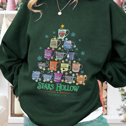 Stars Hollow Coffee Tree Christmas Shirt, Lukes Diner Stars Hollow Crewneck, Gilmore Girls Sweatshirt, Dragonfly Cotton Crewneck, Where You Lead I Follow, Gilmore Girls Fall Christmas Sweater