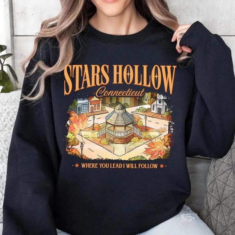 Stars Hollow Connecticut Autumn Festival Shirts Lukes Dinner Where You Lead I Will Follow Book Lover T-Shirts, Hoodie, Sweatshirt