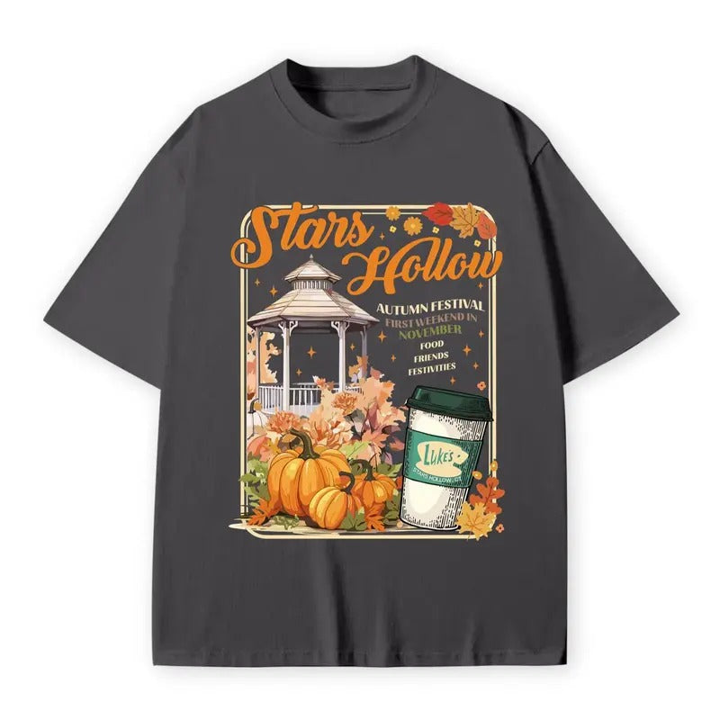 Stars Hollow Fall T-Shirt, Annual Autumn Festival T-Shirt, Vintage Style Stars Hollow T-Shirt, Luke_s Diner Coffee,...