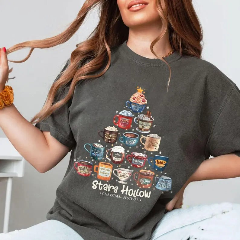 Stars Hollow Luke's Diner Coffee Tree T-Shirt, Stars Hollow Christmas Festival  Clipart, Christmas Luke's Diner Coffee...