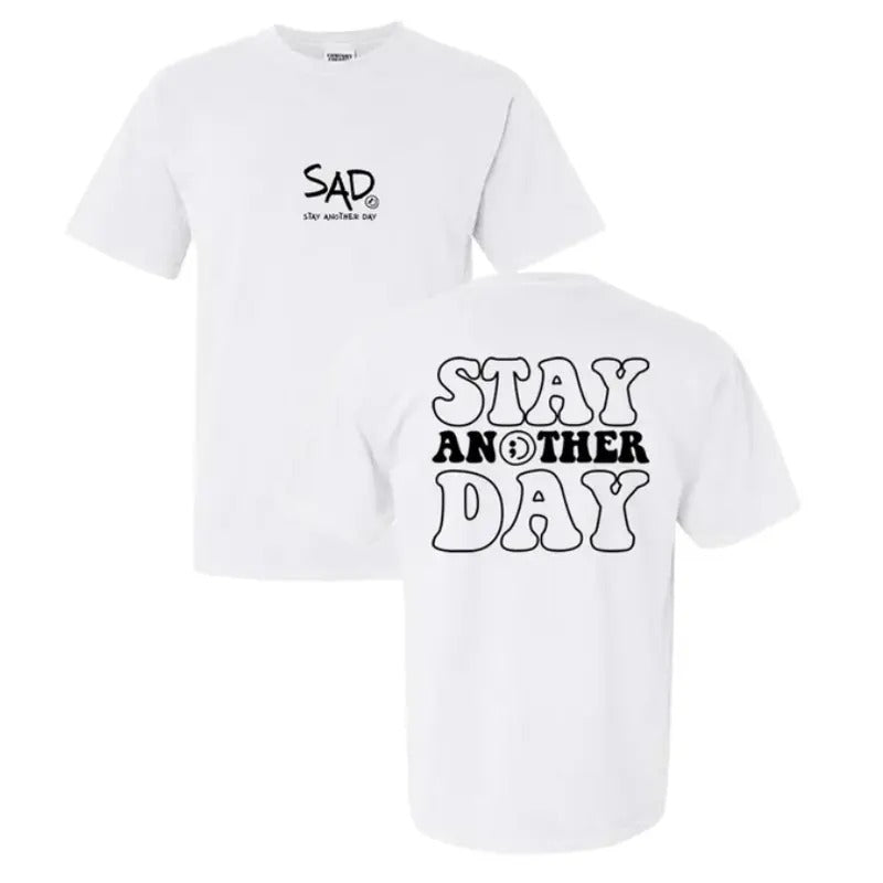 Stay Another Day Bubble Screen T-shirt, Mental Health Awareness Clothing, Unisex Tshirt, Casual Classic Cotton Tshirt...