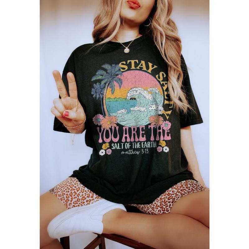 Stay Salty Christian Shirts Christian T Shirts Bible Verse Shirt Jesus Shirt Oversized Graphic Tee Christian Apparel...