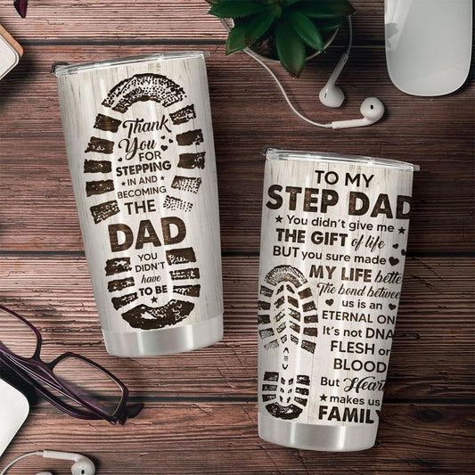 Step Dad Tumbler - Thank You For Stepping Up - Fathers Day Gifts For Stepdads, Gift For Dad