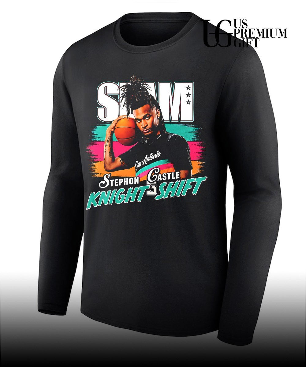 Stephon Castle San Antonio Spurs Basketball SLAM Knight Shift 5 Holding Basketball graphic shirt