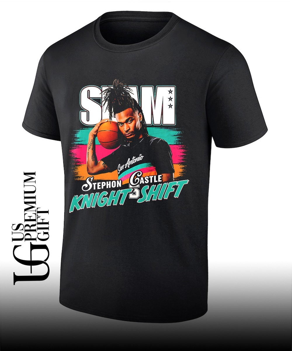 Stephon Castle San Antonio Spurs Basketball SLAM Knight Shift 5 Holding Basketball graphic shirt