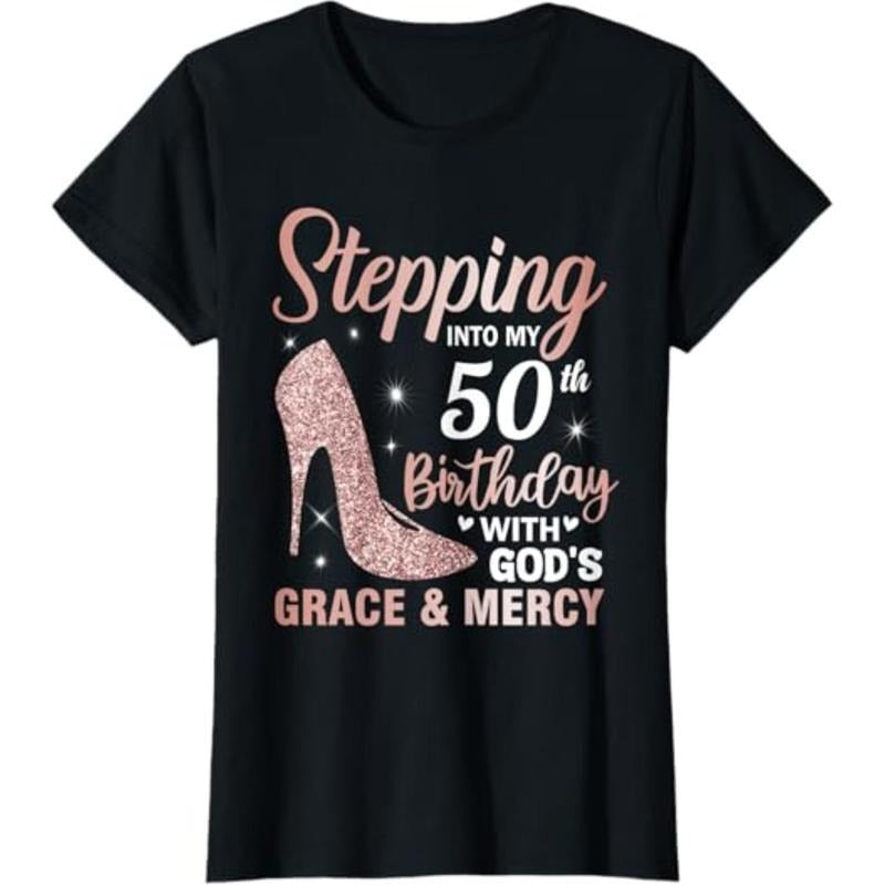 Stepping Into My 50th Birthday Shirt Women 50 Year Old Bday T-Shirt Menswear Top Hoodie, Sweatshirt | HypeDripTees.com