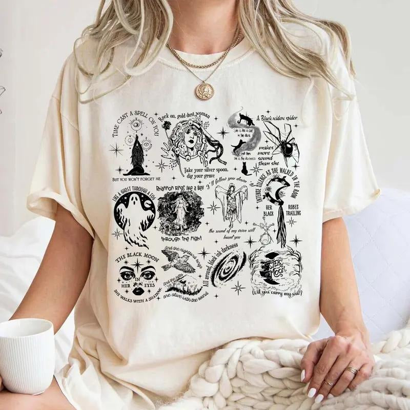 Stevie Nicks Halloween Lyrics Shirt, Stevie Nicks Tour 2025 Shirt, Music Hoodie, Halloween Sweatshirt Gift For Halloween