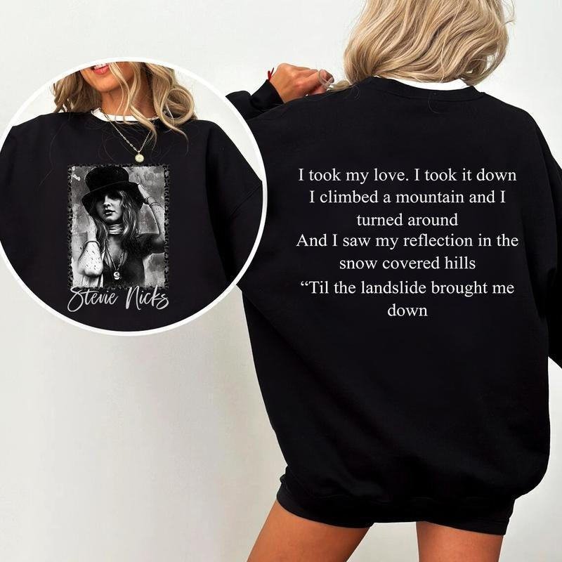 Stevie Nicks Til the landslide brought me down t-shirt, retro Stevie Nicks 90s sweatshirt hoodie | HypeDripTees.com
