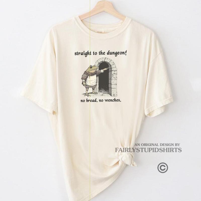 Straight To The Dungeon Frog TShirt Funny Weirdcore Sayings Tshirt Tee Adults Men Women Meme Graphic Sarcastic Dumb...