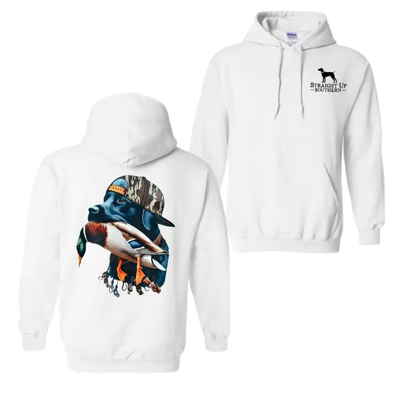 Straight Up Southern Dog Graphic 2 Sided Hoodie T-Shirt, For Men And Women, Trendy Hoodie Sweatshirt | HypeDripTees.com