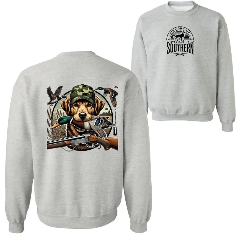 Straight Up Southern Duck Hunting Hoodie - DRG Camo Hunting Dog Graphic, Cozy and Stylish Sweatshirt for Outdoor...