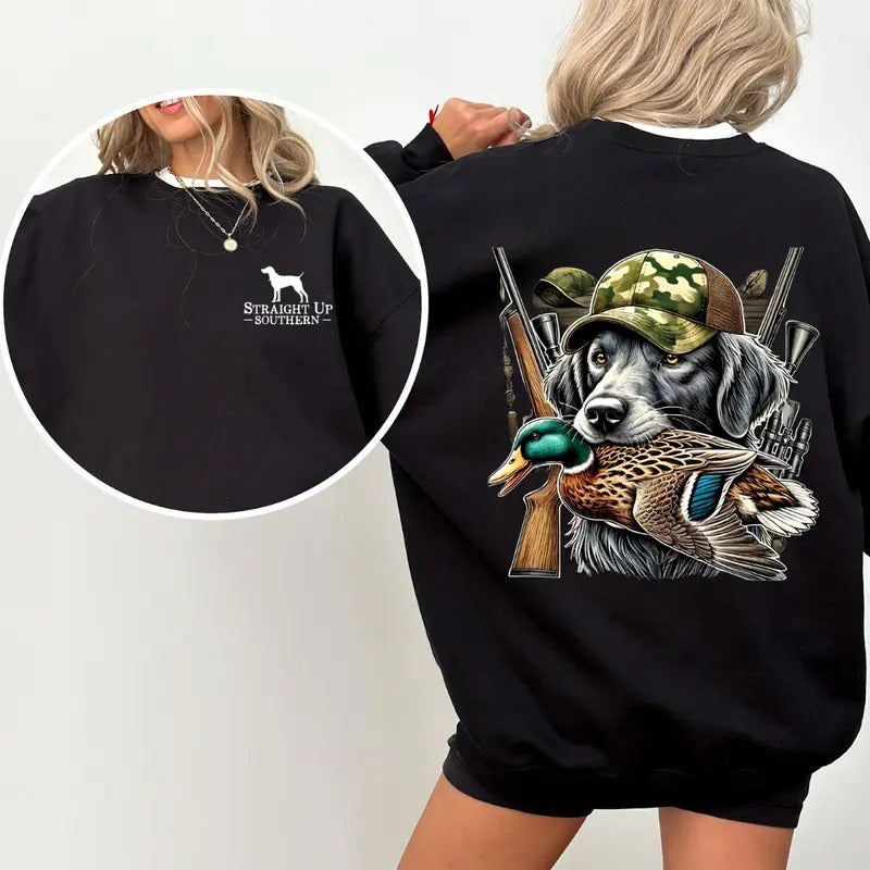 Straight Up Southern Tshirt Hunting Dog Collection Duck Shirt 2 Side Tee Sweatshirt Hoodie | HypeDripTees.com