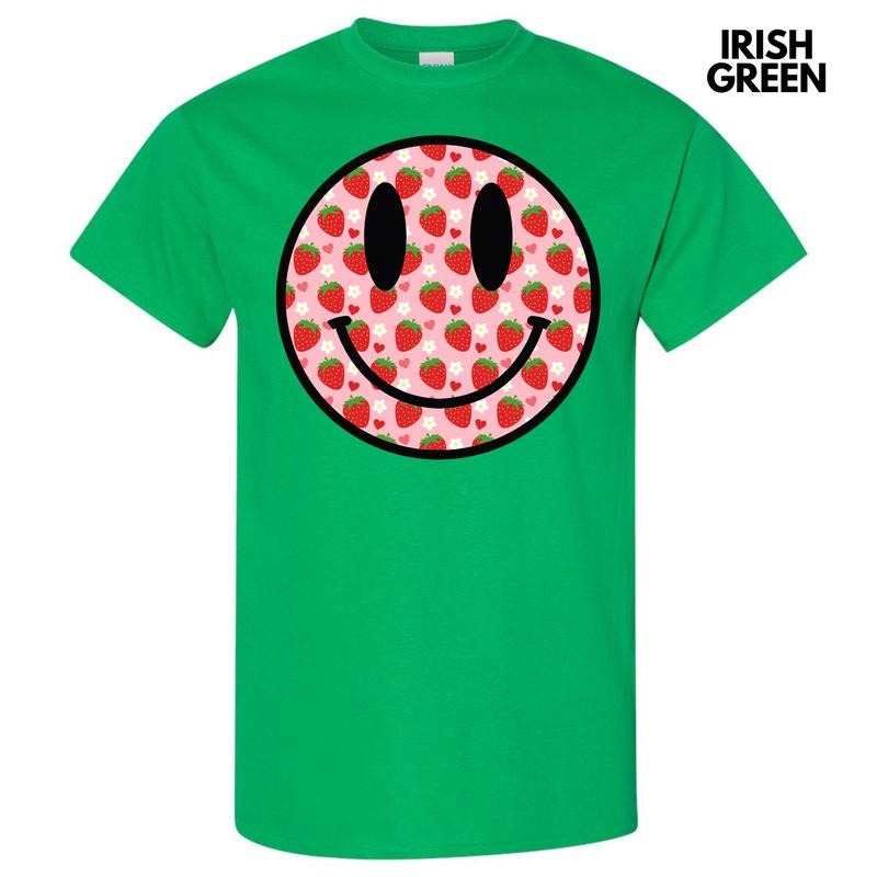 Strawberry Happy Face Gildan Short Sleeve T-Shirt Hoodie, Sweatshirt | HypeDripTees.com