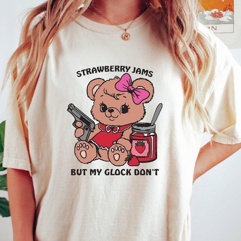 Strawberry Jams But My Glock Don't Shirt, Funny Meme Shirt, Humorous Shirt, ROM634 Hoodie, Sweatshirt | HypeDripTees.com