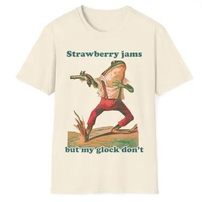 Strawberry Jams But My Glock Don't T-Shirt, Gift For Her, Gift For Him Hoodie, Sweatshirt | HypeDripTees.com
