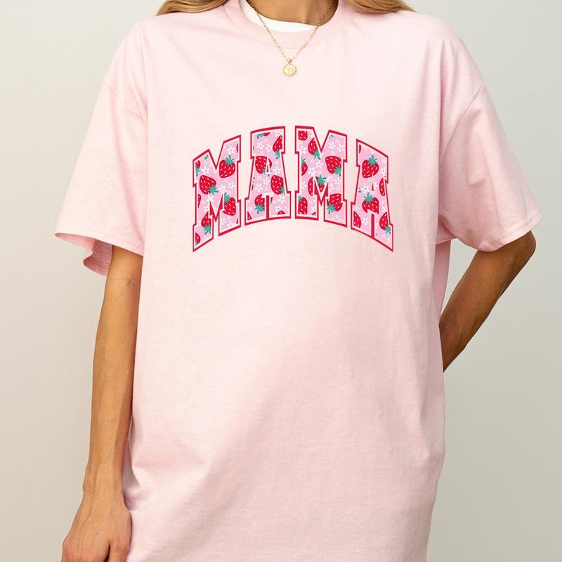 Strawberry Mama T-Shirt, Retro Mom Shirt, Cute Strawberry Graphic Tee, Mother's Day Gift for Mom, Soft Cotton Mom Shirt,...